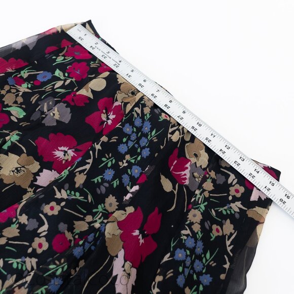 Ralph Lauren Georgette Black Floral Skirt 6 Midi Hanky Ruffled Fairy Festival - Picture 8 of 8